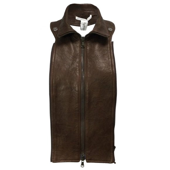 Veronica Beard Accessories - Veronica Beard Brown Lambskin Leather Turtleneck Dickey